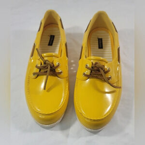 G.H. Bass & Co. Bass-Bay Yellow Slip On Lace Up Oxfords Women's Boat Shoes Sz 10